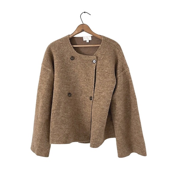 J. Crew Collections Double‎ Breasted Blazer Alpaca/Wool Cardigan - Size Large - Picture 1 of 10